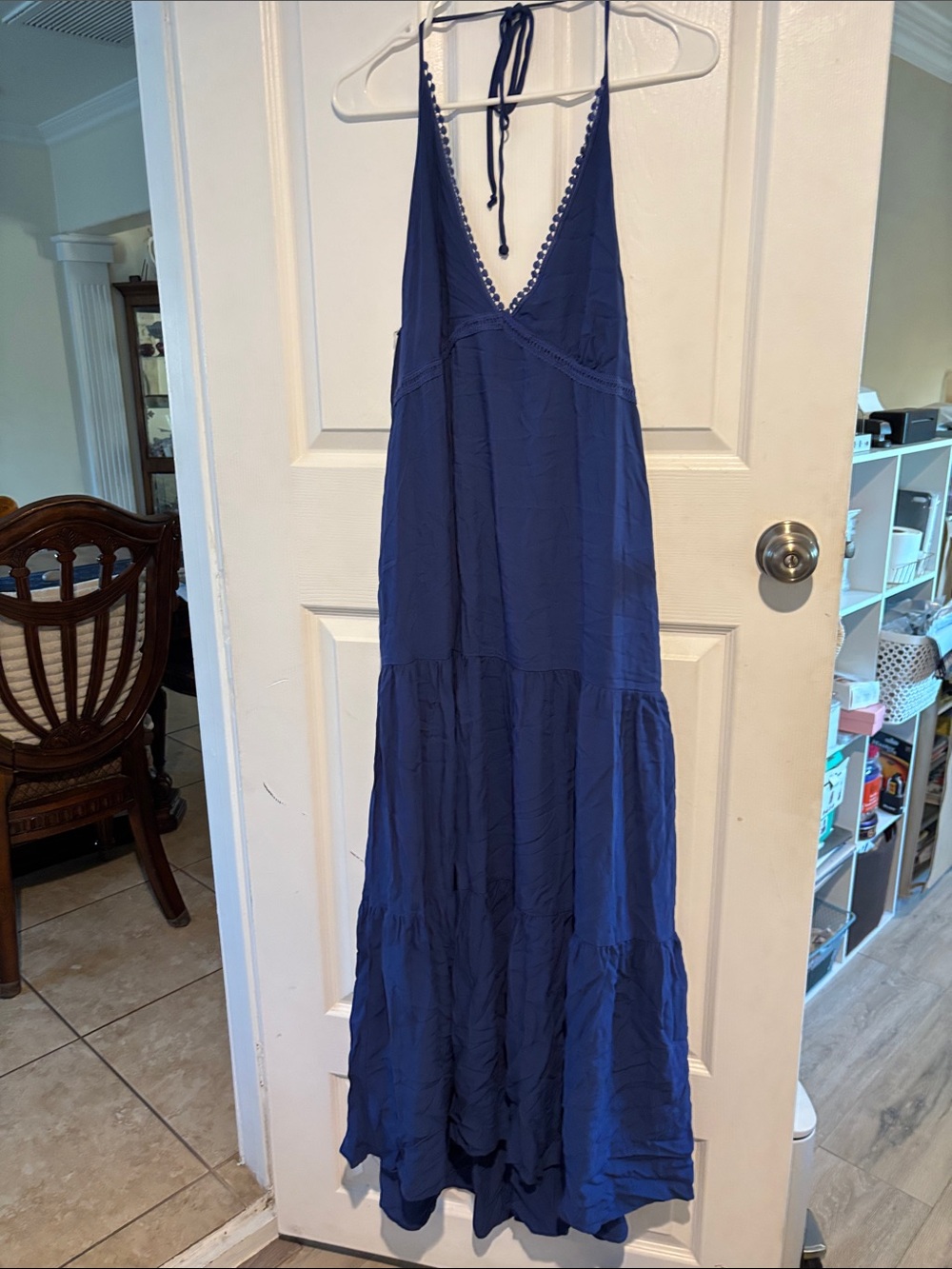 Sleeveless V-Neck Blue Maxi Dress - BrandBrocade  Ivy XL